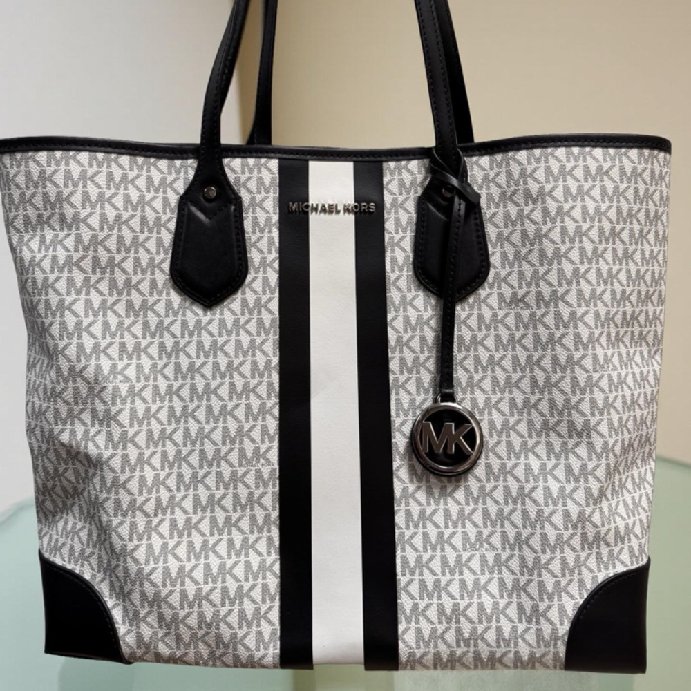 Michael Kors Eva Tote Logo Stripe Tote